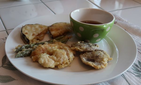 Tempura (Chicken, asparagus, shiitake, eggplant tempura, 天ぷら)
